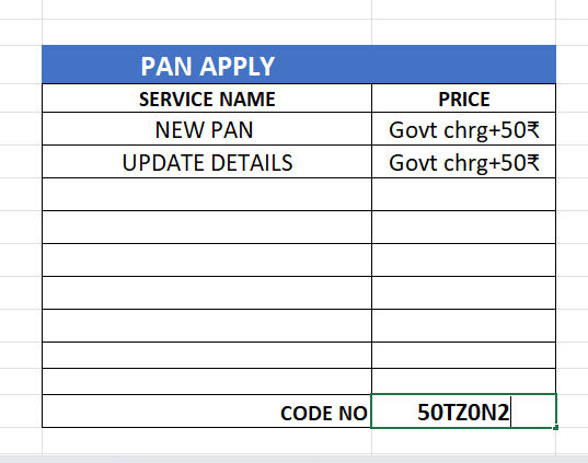 Rate list