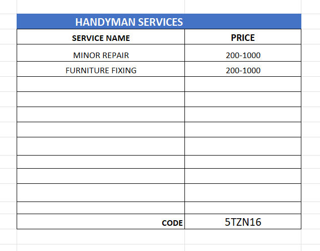 Rate list