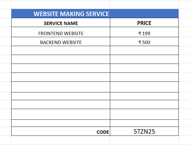 Rate list